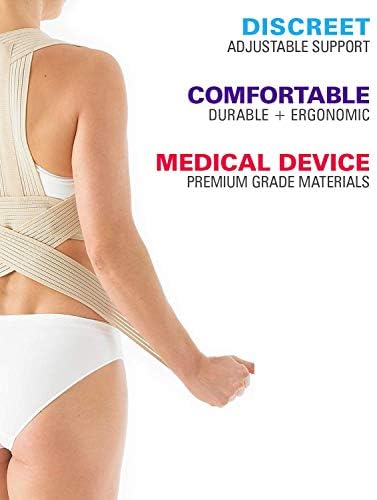 Neo-G Clavicle Brace - Back Support for Early Kyphosis, Rounded Shoulders, Pain Relief, Muscular Aches, Rehab - Fully Adjustable - Class 1 Medical Device - L - Tan