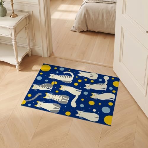 2'x3' Blue Yellow Cat Symphony with Golden Ultra-Soft Accent Mat