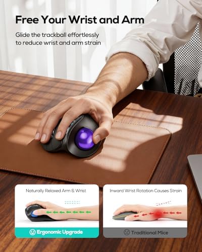 Nulea Wireless Ergonomic Vertical Trackball Mouse Thumb Control