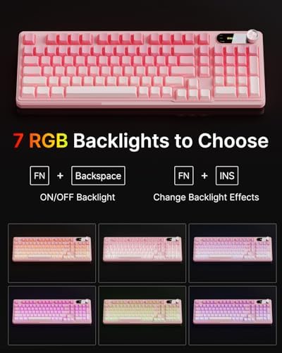 Wired Creamy Keyboard with Number Pad, Knob, RGB Backlit-Gradient Pink