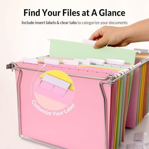 SUNEE 25 Pack Hanging File Folders, Bright Folders, Hanging File Folders Letter Size with 1/5-cut Tabs, Stay Organized for Your Home and Office Bulk File and Documents