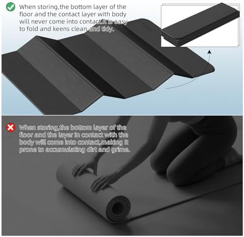 PAIDU Foldable Yoga Mat 10MM Thick 75‘’x40‘“ Quick Fold Easy Storage