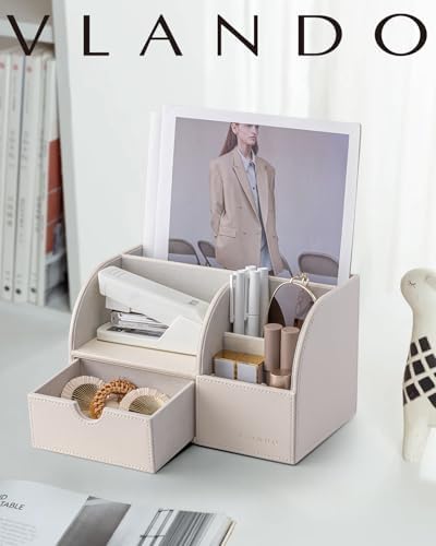 VLANDO PU Leather Desk Organizer with Drawer,6 Compartments