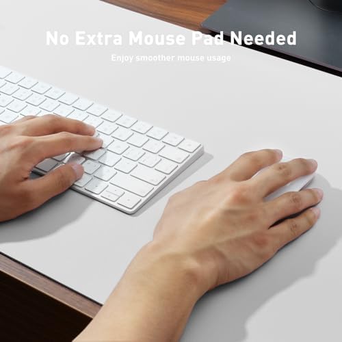 Aothia Faux Leather Desk Mat – Large Mouse Pad, Non-Slip PU Leather Blotter, Waterproof Writing Surface for Office and Home (Off-White, 47.2" x 23.6")