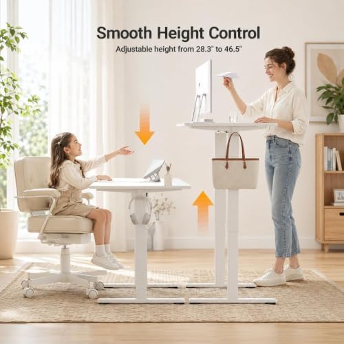 Claiks Electric Standing Desk, 40x24 Inch, White