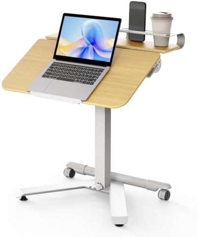 ROMOON Rolling Standing Desk with Wheels, Sit-Stand Portable Laptop Cart