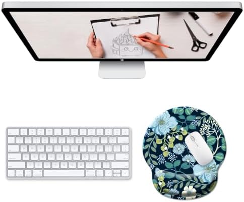 Hancynir Floral Flower Ergonomic Mouse Pad with Wrist Support Desk Decor