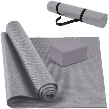 Fitvids All Purpose Thick High Density No Tear Exercise Yoga Mat with Strap & Lightweight Features for Indoor & Outdoor Use