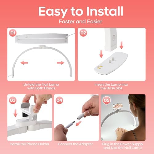SHIVARA Nail Light for Desk, 29" Half Moon Light for Nail Desk, White