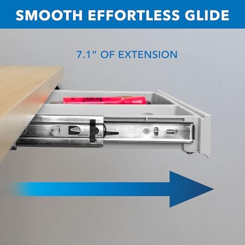 Mount-It! Under Desk Drawer Organizer with 2 Compartments, Shallow Low-Profile Slide-Out Desk Tray, 20.7″ x 8.9″ x 1.8″, Pull-Out Pencil Drawer for Traditional & Standing Desks- White