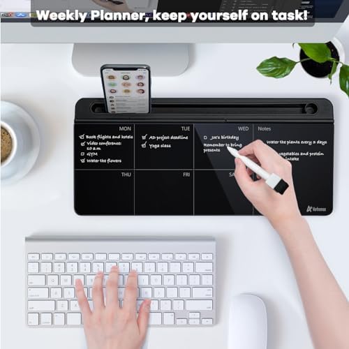 Varhomax Glass Weekly Planner Desk White Board