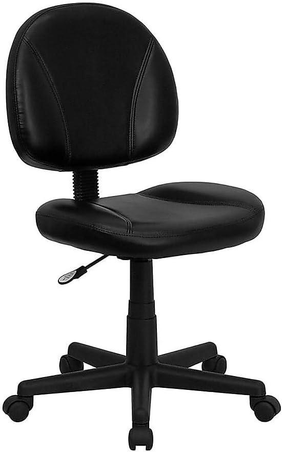 Flash Furniture Ronald Mid-Back Black LeatherSoft Swivel Ergonomic Task Office Chair with Back Depth Adjustment