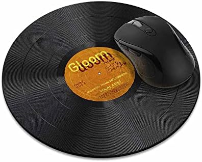 WIRESTER Non-Slip Round Mousepad, Vintage Vinyl Record Orange Mouse Pad for Home, Office and Gaming Desk