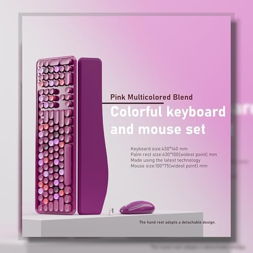 UBOTIE Wireless Keyboard and Mouse Combo, Phone Holder (Rosy-Road)