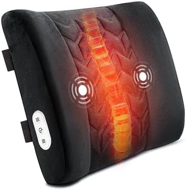 CILI Lumbar Support Pillow for Office Chair with Heat Vibration,Heated Back Support Pillow,Chair Massager for Back Pain Relief,Back Rest Cushion Pillow for Desk Sofa Home,Gifts for Women Men Mom Dad