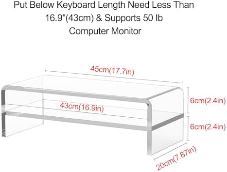 Egchi Acrylic Monitor Stand,2 Tiers Computer Monitor Riser(18x8x5.5 inches),Computer Stand/Monitor Riser for Office,School,Home,Laptop Stand Desktop Stand for Keyboard Storage&Printer TV Screen