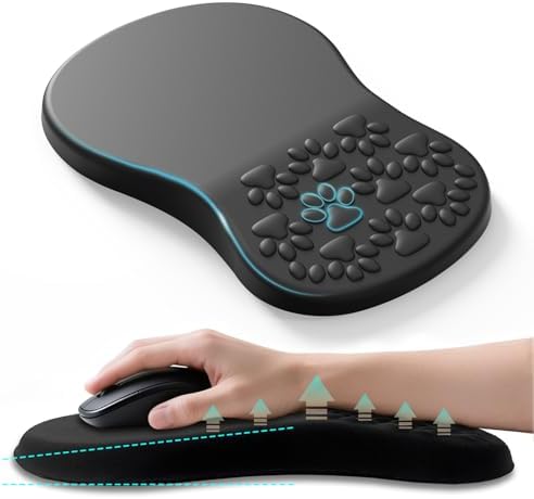 Black Ergonomic Mouse Pad - Wrist Rest Support,Non-Slip PU Bottom
