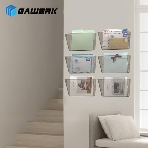 Gawerk Clear Acrylic Single Pocket, Plastic Hanging Wall Mount File Holder for Office Home (Gray, 1 Pack)