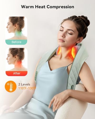 Snailax Cordless Shiatsu Neck & Shoulder Massager with Heat, FSA Eligible