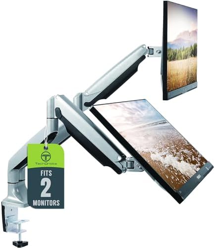TechOrbits Universal Desk Mount for Dual Monitor - Fits Two 13-30" Monitors with Swivel & Clamp