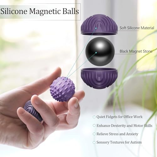 luckdoor Silicone Magnetic Balls Fidget Toys for Adults & Teens,8PCS Stress Relief Sensory Toys for Autism ADHD Anxiety,Fun Textures Gadgets,Office Desk Toy,Stocking Stuffers for Men Women Teen Gifts