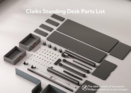 Claiks Standing Desk with Drawers & Wheels, 2 Height Shelf 63" Black