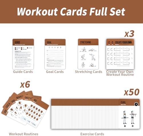 Barbell Workout Cards, 62 Exercises Cards Deck Large Size 5" x 3.5" Fitness Cards for Women & Men, Beginner Fitness Guide to Training Exercises at Home or Gym