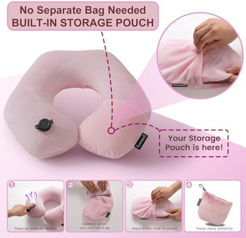 Keemall Inflatable Travel Neck Pillow for Airplane to Relieve Neck Pain