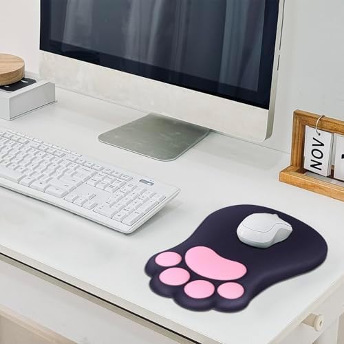 L-SPOUTTO Ergonomic Mouse Pad with Wrist Rest,Black Mouse Pad Wrist Support