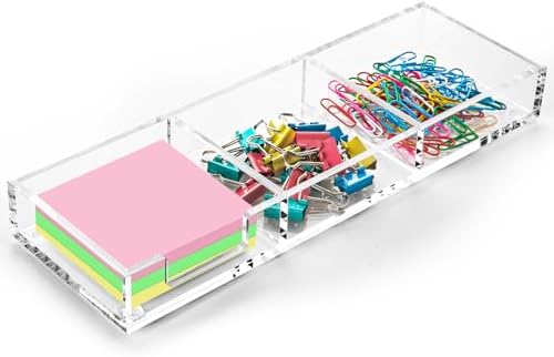 Sticky Note Holder 3 in 1 Clear Acrylic Self-Stick Memo Pads Holders Desk Organizer for School Office Home, Post Pop Notes Dispenser for 3"X3" Note Pads (BQ211)