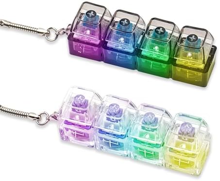 2 Pcs LED Keyboard Fidget Toy, Clicky & Creamy Fidget Clicker Keychain