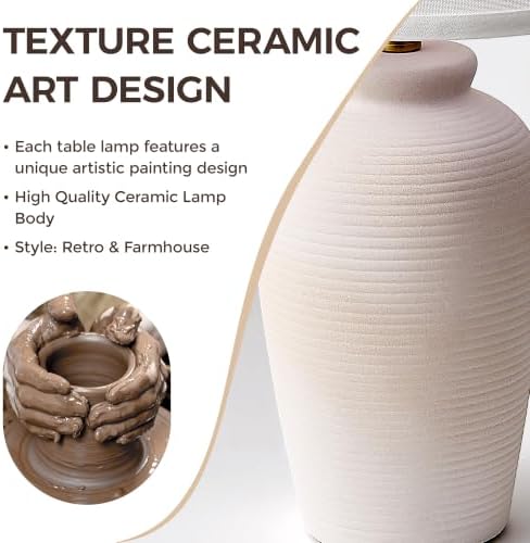Touch Control Ceramic Table Lamp Dimmable Nightstand Lamp,23" Blush