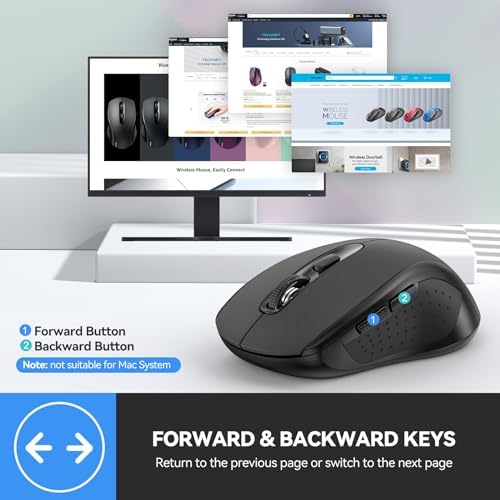 TECKNET Bluetooth Mouse, 4000DPI Wireless Mouse Bluetooth for Laptop 2-in-1(BT 5.0/3.0+2.4Ghz) Computer Mouse, Portable PC Mouse Wireless with USB Receiver for Mac, Compatible with MacBook Chromebook
