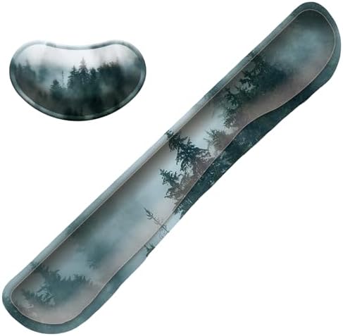 Keyboard Wrist Rest Mouse Wrist Support Set, Memory Foam Wrist Rest Pad for Computer Laptop Keyboard Mouse, Ergonomic Wrist Cushion Support for Typing Pain Relief, Gaming Home Office, Forest