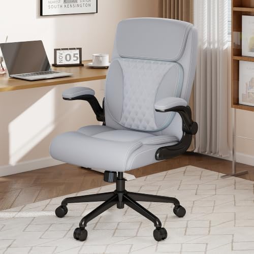 Youhauchair Executive Office Chair, Leather Computer Desk Chair, Grey