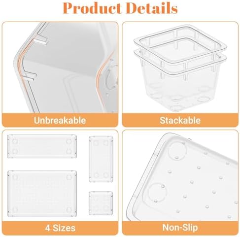 SpaceHacks 15 PCS Plastic Drawer Organizer Set, Drawer Storage Trays