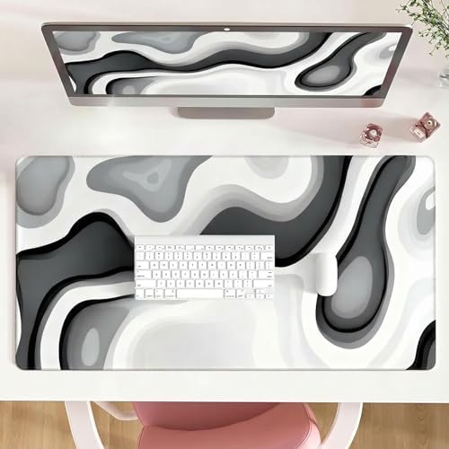 Large Gaming Mouse Pad 31.5x15.7 Inch,Gray Abstract Desk Mat Cute Keyboard