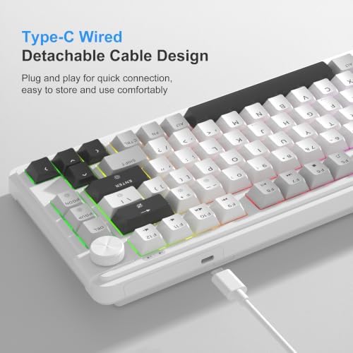 MageGee 80% Gaming Keyboard, RGB Backlit Wired Mechanical Feel Keyboard with Volume Knob, 80 Keys Compact USB Keyboard, 19-Key Rollover, Multimedia Keys for PC, Computer, Laptop, Windows
