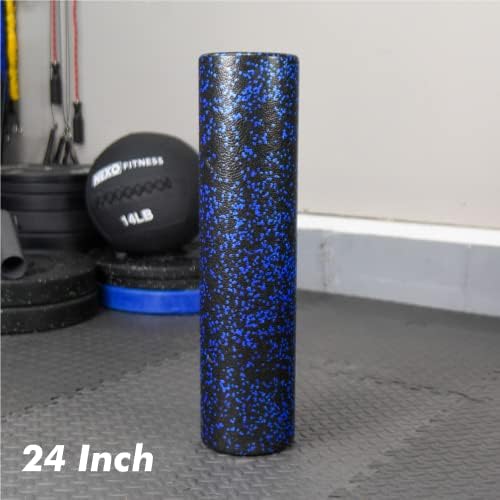 High-Density Round Foam Roller for Muscle Soreness Recovery, Exercise, Massage - 18", 24", 36" Blue Fleck (24 Inch)