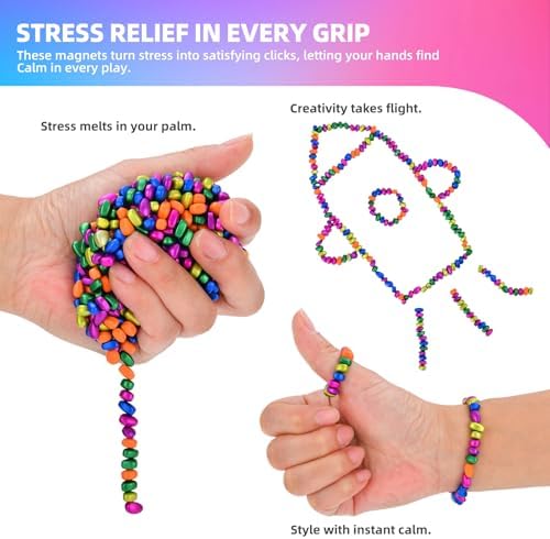 550pcs Fidget Toys Adults,Stress Relief Sensory Toys for Autism ADHD Anxiety,Smooth Ferrite Stones Desk Fidgets Toys,Fidget Toys Gifts(6colors)