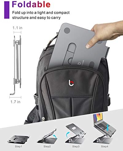 Adjustable MacBook Laptop Stand for Desk | Ergonomic Aluminum Laptop Riser with Heat-Vent, Compatible for 10-17" Laptops, Space Grey