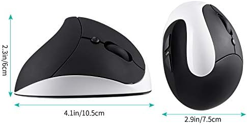 AURTEC Vertical Mouse, Rechargeable 2.4G Wireless Ergonomic Mice with USB Receiver, 6 Buttons and 3 Adjustable DPI 800/1200/1600, White