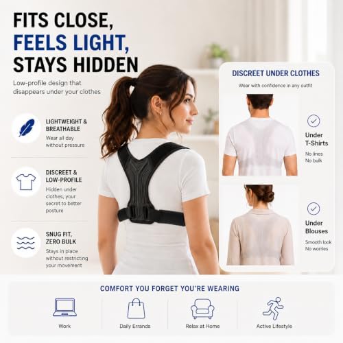 Posture Corrector for Women and Men, Adjustable Upper Back Brace with Shoulder Pads, Back Straightener for Rounded Shoulders & Daily Posture Support (Extra Large)