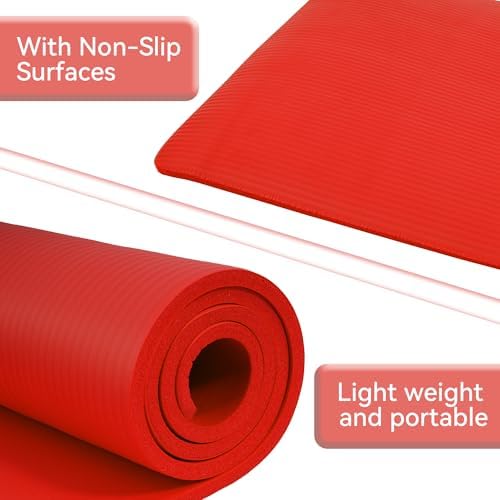 Fitvids 1/2-inch Thick High Density Exercise Yoga Mat with Carrying Strap
