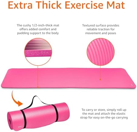 Amazon Basics Extra Thick Exercise Yoga Mat with Carrying Strap