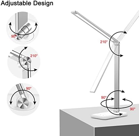 AFROG Multifunctional LED Desk Lamp with USB Charging Port, 5 Lighting Modes,5 Brightness Levels, Sensitive Control, 30/60 min Auto Timer, Eye-Caring Office Lamp，8W，5000K