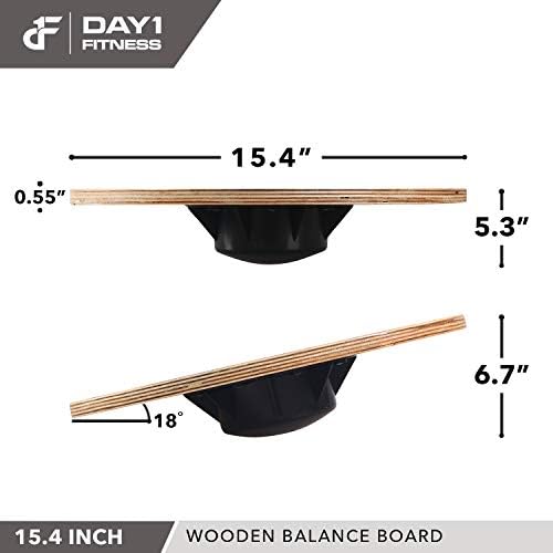 Day 1 Fitness Balance Board, 15.4” – RED - 360° Rotation, for Balance, Coordination, Posture - Large, Wooden Wobble Boards with 15° Tilting Angle for Workouts - Premium Core Trainer Equipment