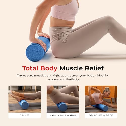 Sunny Health & Fitness 12" Blue High-Density Yoga Foam Roller