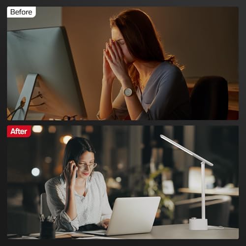 Honeywell LED Desk Lamp, Sunturalux™ White Desk Lamps for Home Office USB