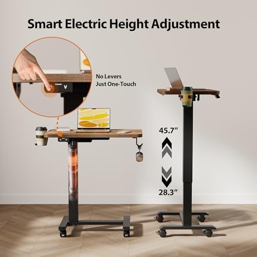 Agilestic 26*16 Inch Height Adjustable Electric Standing Desk, Rustic Brown